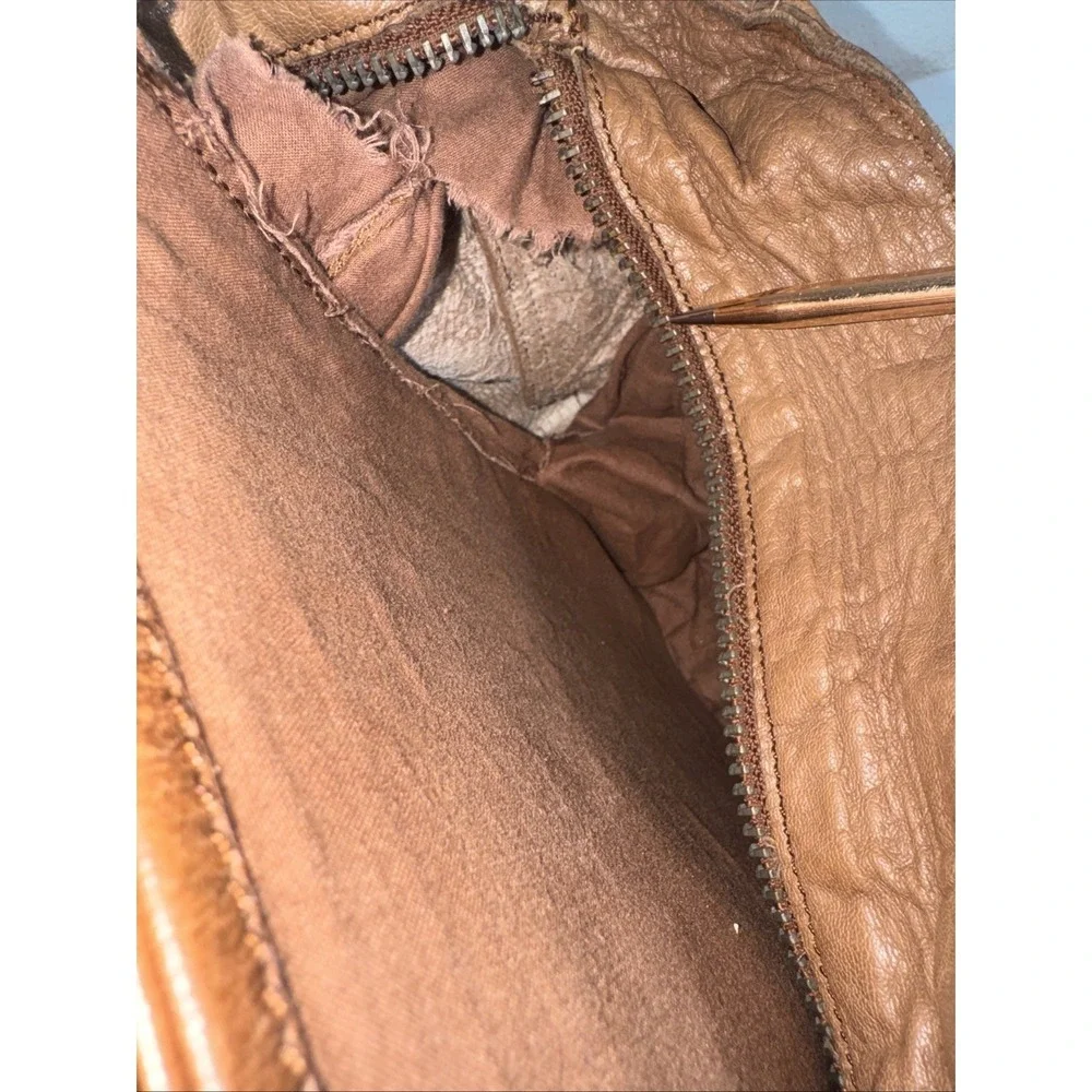 Vintage Hollies Stockholm  Leather Messenger Bag Distressed Tan Patinaed BOHO